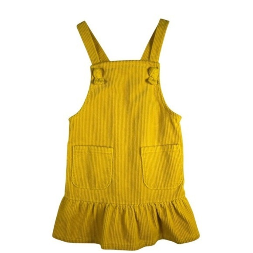Art Class Toddler Girls Mustard Yellow Ribbed Corduroy Pinafore Dress | Size 4T